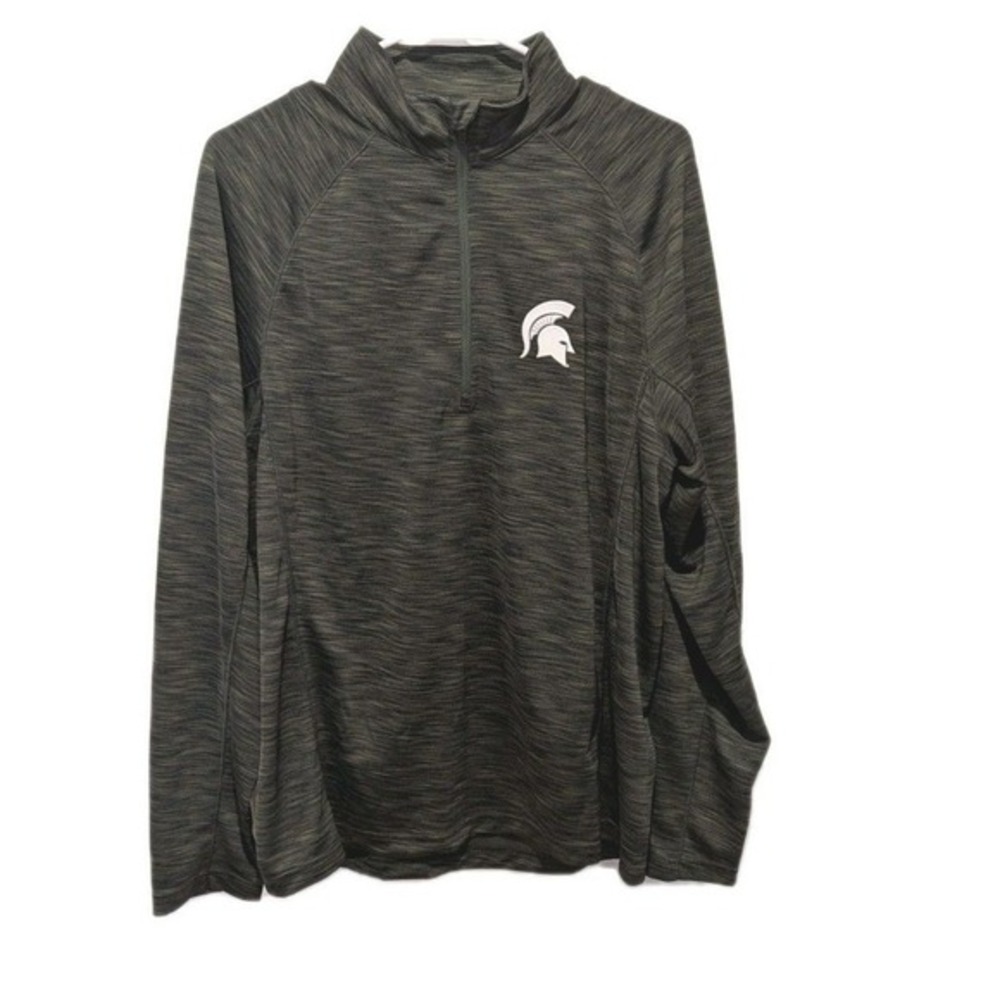 Athleisure‎ Collegiate Quarter Zip Green Michigan State Spartans Performance Top